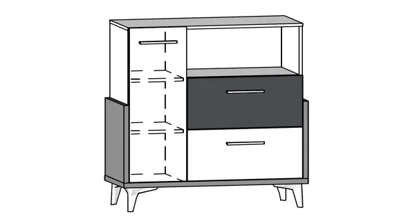 Komoda LEPON 95W, dub artisan/bílá/žlutá