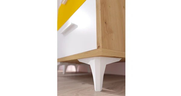 Komoda LEPON 95W, dub artisan/bílá/žlutá