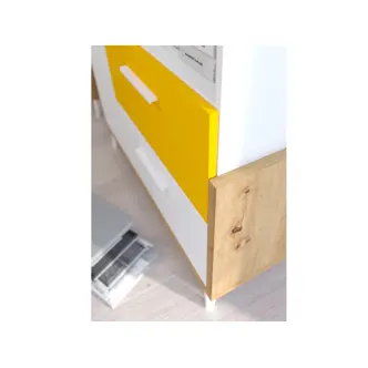 Komoda LEPON 95W, dub artisan/bílá/žlutá