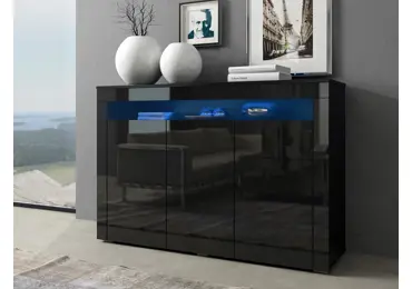 Komoda LIMINKA, černá/černý lesk