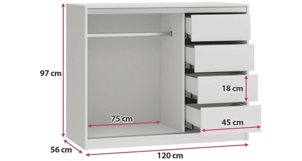 Komoda LITOLARIS 120, bílý mat