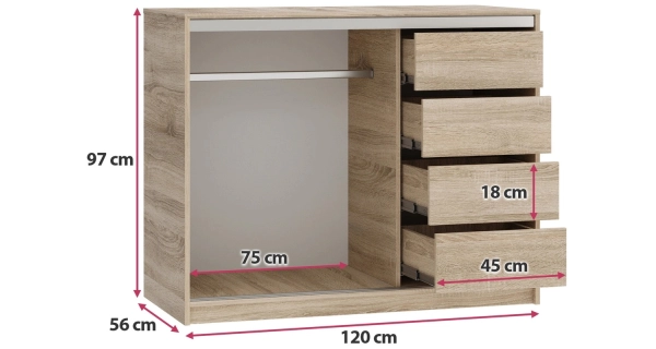 Komoda LITOLARIS 120, dub sonoma