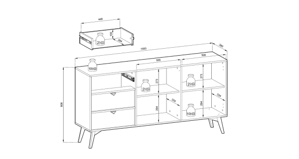 Komoda LOIS 2D3S, eukalypt