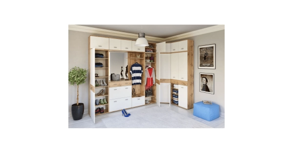 Komoda LYRIK 2D1S, dub wotan/bílá