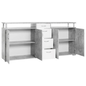 Komoda MAEVE, imitace betonu/bílá