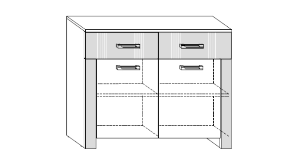 Komoda malá AKIVIDU lesk, bílá/černý lesk, 5 let záruka