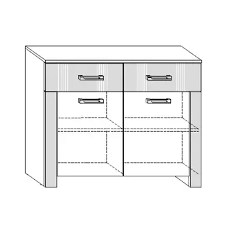 Komoda malá AKIVIDU lesk, švestka/černý lesk, 5 let záruka