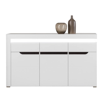 Komoda MANDOLIN 3D1S, bílý vysoký lesk