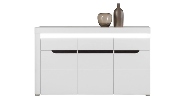 Komoda MANDOLIN 3D1S, bílý vysoký lesk