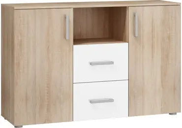 Komoda MANGONA, dub sonoma/bílý lesk