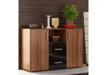 Komoda MANGONA, švestka/černý lesk 