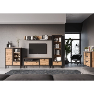 Komoda MARZIALE 2D2S, dub wotan/černá