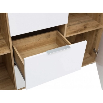 Komoda MOCHO 2D3S, dub wotan/bílý lesk