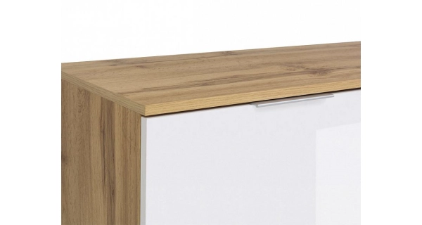 Komoda MOCHO 4D, dub wotan/bílý lesk