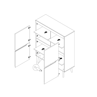 Komoda MUTILLA 2D, bílá/bílý lesk/dub riviera 