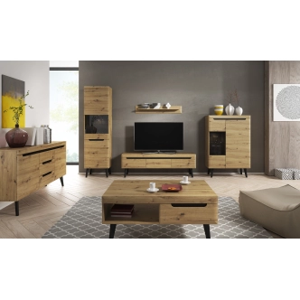 Komoda MUTILLA 2D3S, dub artisan/černá