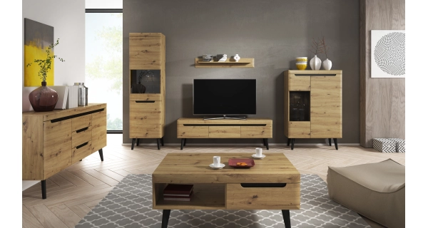 Komoda MUTILLA 2D3S, dub artisan/černá