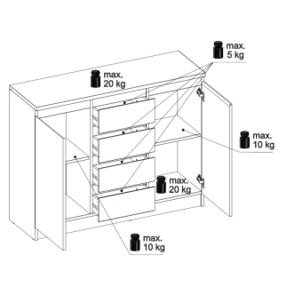 Komoda NAMPA 2D-4S, bílá