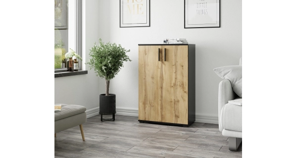 Komoda NEJBY GIANNI, černá/dub wotan