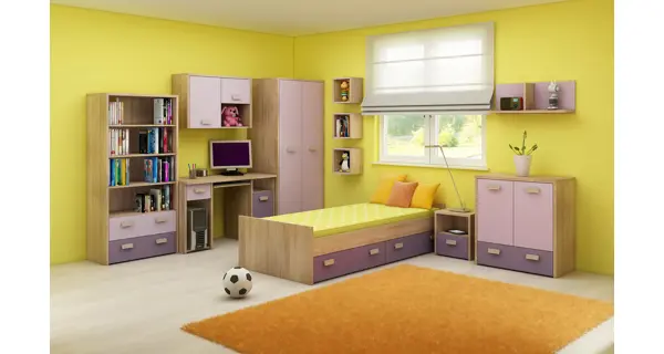 Komoda NELLORE, dub sonoma/levandulová/fialová