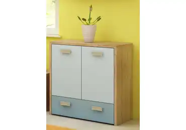 Komoda NELLORE, dub sonoma/světle modrá/modrá