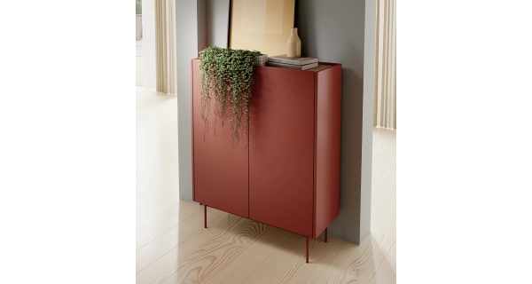 Komoda NEMIRO 2D, červená/dub linea