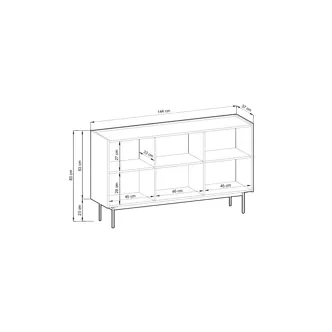 Komoda NEMIRO 3D, červená/dub linea