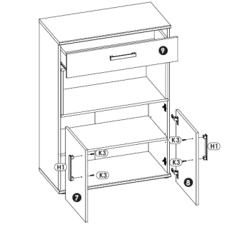 Komoda OLMUE 2D1S typ 1, san remo/bílý lesk