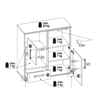 Komoda OLMUE 2D1S typ 2, san remo/bílý lesk