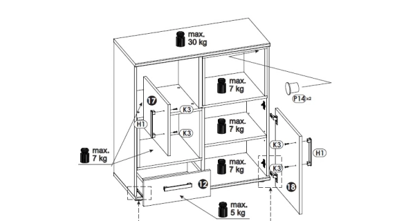 Komoda OLMUE 2D1S typ 2, san remo/bílý lesk
