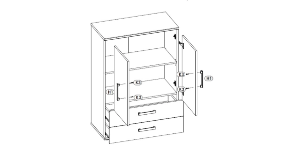 Komoda OLMUE 2D2S, san remo/bílý lesk
