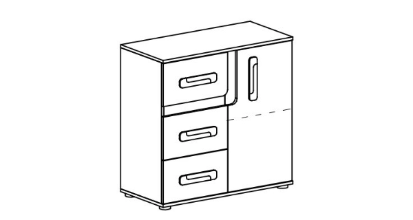 Komoda ORAKI 1D3S, antracit/bílá