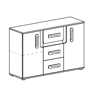 Komoda ORAKI 2D3S, antracit/bílá