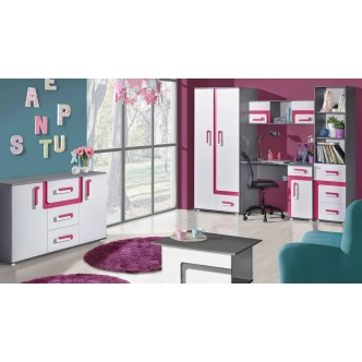 Komoda ORAKI 2D3S, antracit/růžová