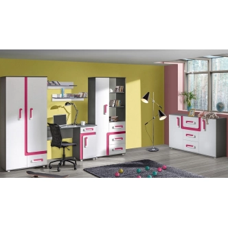 Komoda ORAKI 2D3S, antracit/růžová