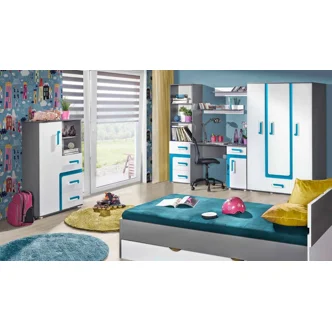 Komoda ORAKI 2D3S, antracit/tyrkys