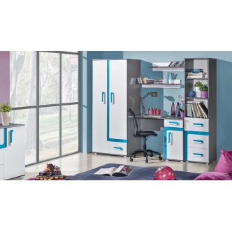 Komoda ORAKI 2D3S, antracit/tyrkys