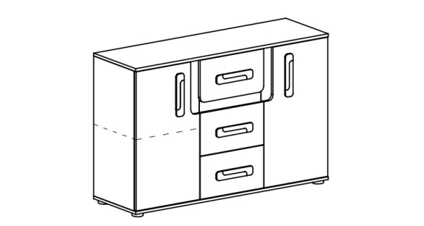 Komoda ORAKI 2D3S, antracit/tyrkys