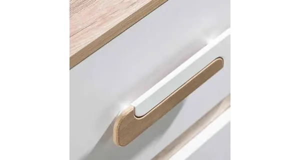 Komoda ORAKI 2D3S, dub jasný/bílá