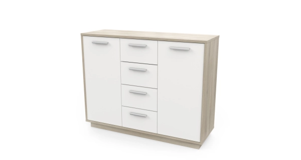 Komoda ORKA 2D4S, dub kronberg/bílý mat