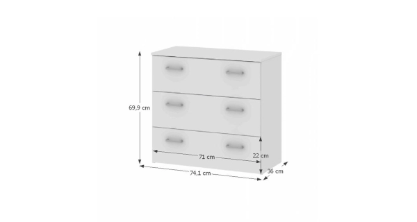 Komoda ORNITOGAL 3, bílá