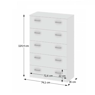 Komoda ORNITOGAL 5, bílá