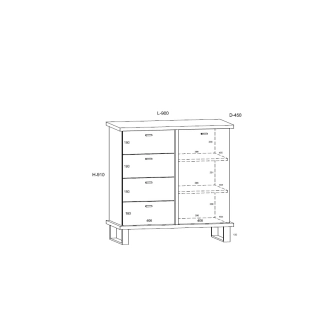 Komoda ORSOLA 1D4S, dub artisan/bílá