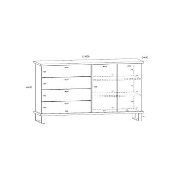 Komoda ORSOLA 2D4S, černá/bílá