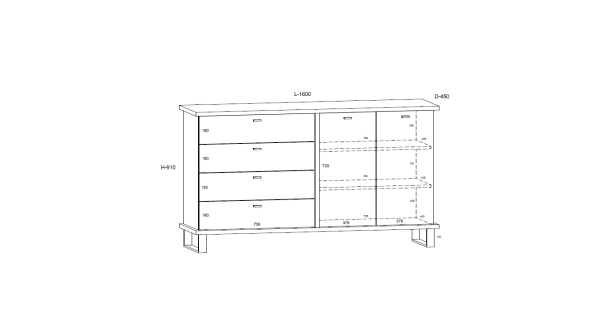 Komoda ORSOLA 2D4S, černá/bílá