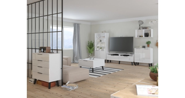 Komoda OSMAK 2D, bílá/bílý lesk, 5 let záruka