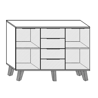 Komoda OSMAK 2D4S, černá/bílý lesk, 5 let záruka