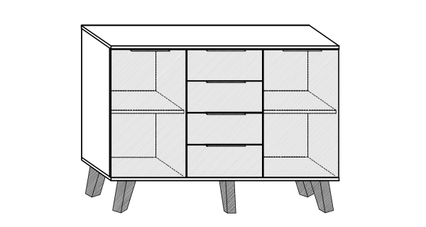 Komoda OSMAK 2D4S, dub sonoma/bílý lesk, 5 let záruka