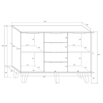 Komoda OSMAK 2D4S, dub sonoma/bílý lesk, 5 let záruka
