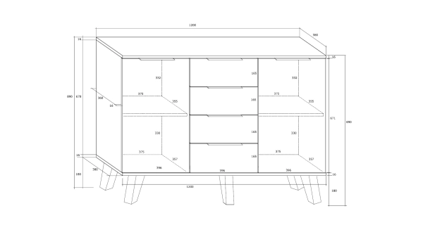 Komoda OSMAK 2D4S, dub sonoma/bílý lesk, 5 let záruka